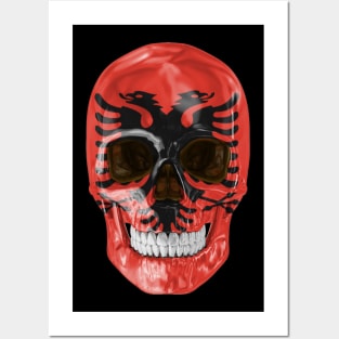 Albania Flag Skull - Gift for Albanian With Roots From Albania Posters and Art